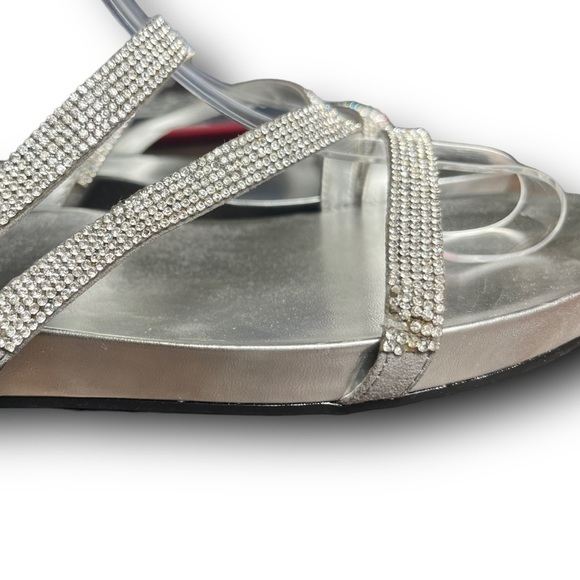 Marc Fisher • Silver Rhinestone Strappy Slide Sandal •Size 7.5 - Picture 6 of 9